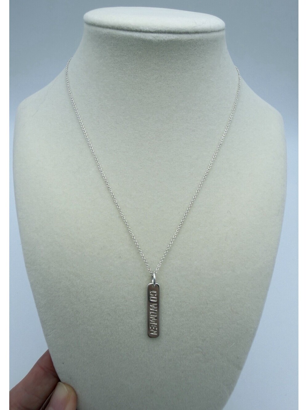 Authentic Tiffany & Co. 925 Sterling Silver Go Women 2012 Bar Pendant Necklace